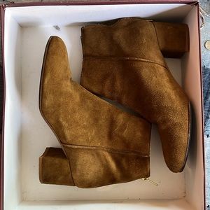 Camel suede ankle boots